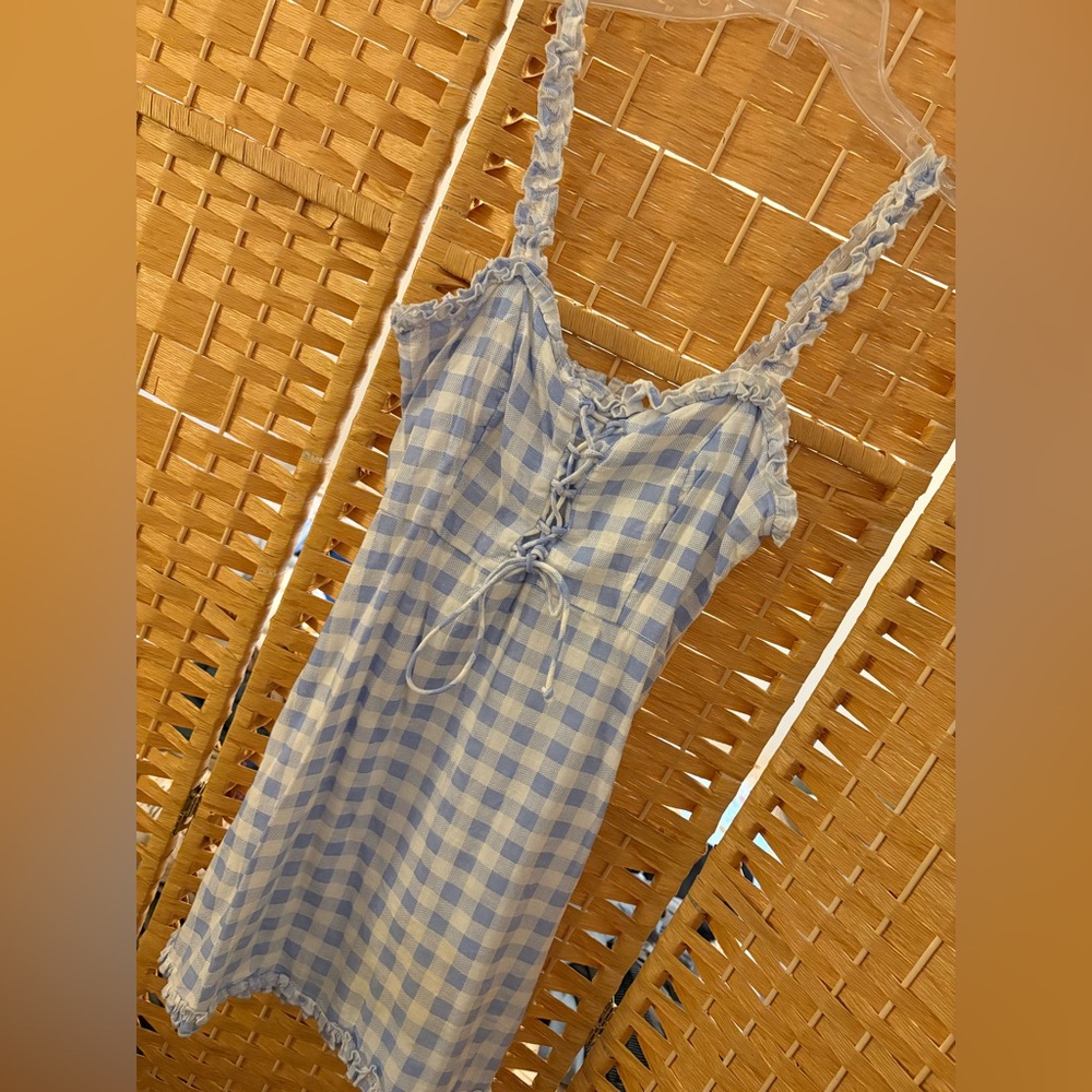UO Blue Gingham Mini Dress